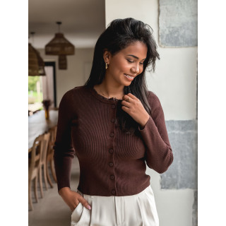 Blouse côtelée Maïlse - Chocolat