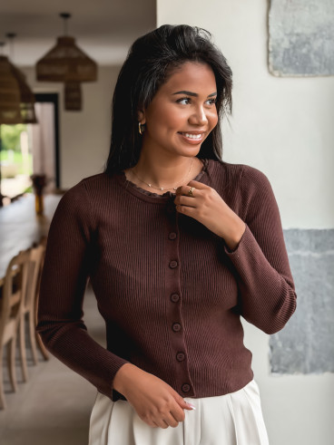 Blouse côtelée Maïlse - Chocolat
