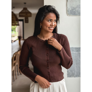 Blouse côtelée Maïlse - Chocolat