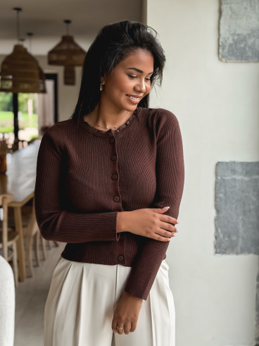 Blouse côtelée Maïlse - Chocolat