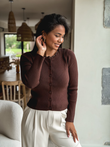 Blouse côtelée Maïlse - Chocolat