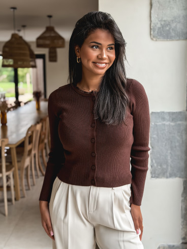 Blouse côtelée Maïlse - Chocolat