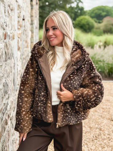 Veste courte à motifs Cléora - Chocolat Veste courte à motifs Cléora - Chocolat