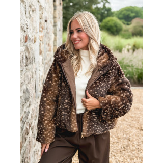 Veste courte à motifs Cléora - Chocolat