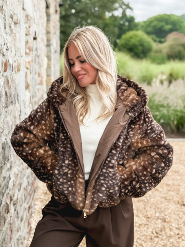 Veste courte à motifs Cléora - Chocolat Veste courte à motifs Cléora - Chocolat