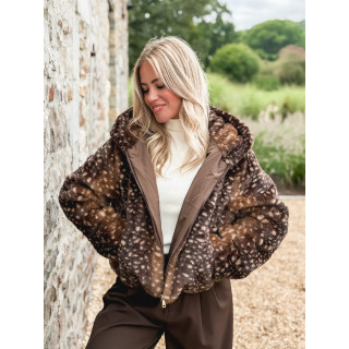 Veste courte à motifs Cléora - Chocolat
