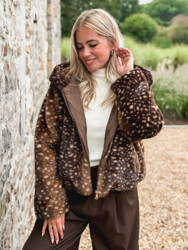 Veste courte à motifs Cléora - Chocolat Veste courte à motifs Cléora - Chocolat