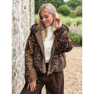 Veste courte à motifs Cléora - Chocolat