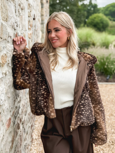 Veste courte à motifs Cléora - Chocolat