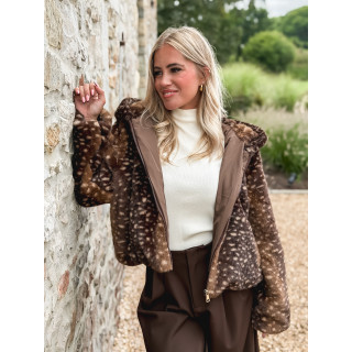 Veste courte à motifs Cléora - Chocolat