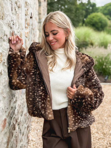 Veste courte à motifs Cléora - Chocolat Veste courte à motifs Cléora - Chocolat