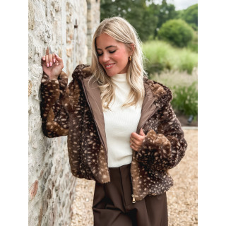 Veste courte à motifs Cléora - Chocolat
