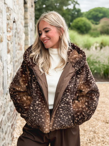 Veste courte à motifs Cléora - Chocolat Veste courte à motifs Cléora - Chocolat