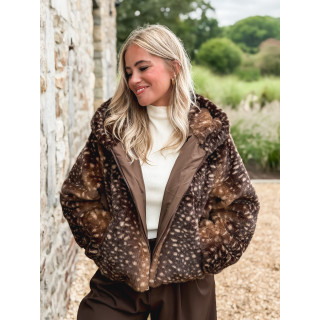 Veste courte à motifs Cléora - Chocolat