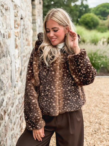 Veste courte à motifs Cléora - Chocolat Veste courte à motifs Cléora - Chocolat