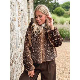 Veste courte à motifs Cléora - Chocolat