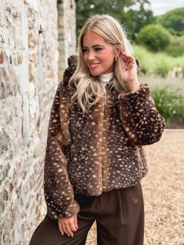 Veste courte à motifs Cléora - Chocolat Veste courte à motifs Cléora - Chocolat
