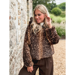 Veste courte à motifs Cléora - Chocolat