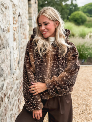 Veste courte à motifs Cléora - Chocolat Veste courte à motifs Cléora - Chocolat