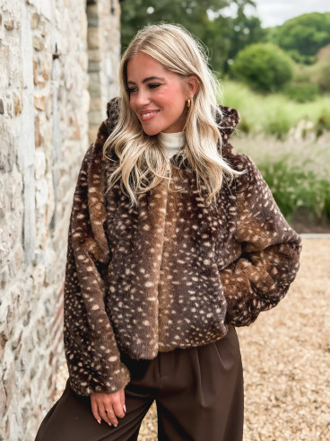 Veste courte à motifs Cléora - Chocolat Veste courte à motifs Cléora - Chocolat