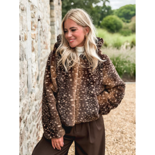 Veste courte à motifs Cléora - Chocolat