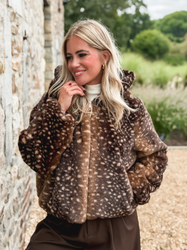 Veste courte à motifs Cléora - Chocolat Veste courte à motifs Cléora - Chocolat