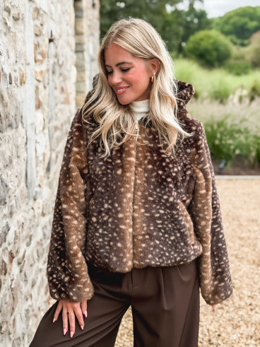 Veste courte à motifs Cléora - Chocolat Veste courte à motifs Cléora - Chocolat