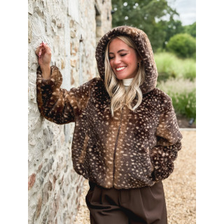 Veste courte à motifs Cléora - Chocolat