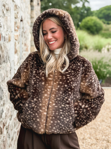 Veste courte à motifs Cléora - Chocolat Veste courte à motifs Cléora - Chocolat