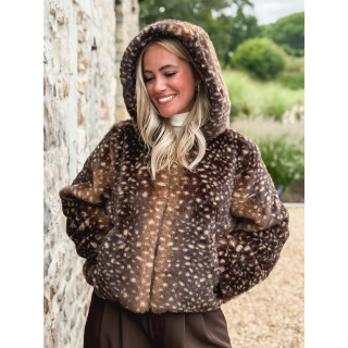 Veste courte à motifs Cléora - Chocolat