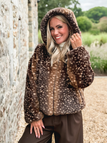 Veste courte à motifs Cléora - Chocolat