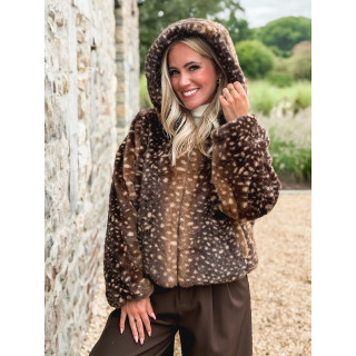Veste courte à motifs Cléora - Chocolat