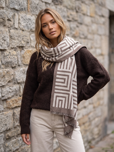 Echarpe à motifs Floresia - Beige/Taupe