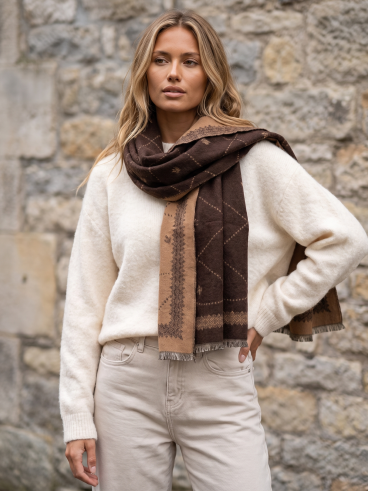 Echarpe à motifs Jannie - Chocolat