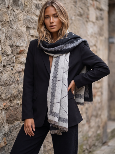 Echarpe à motifs Jannie - Noir