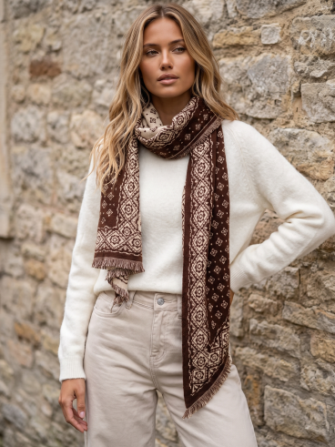 Echarpe à motifs Yara - Chocolat