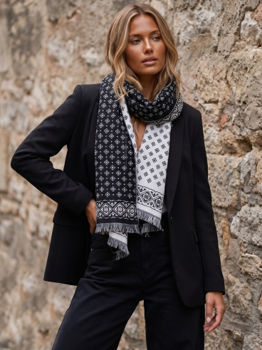 Echarpe à motifs Yara - Noir