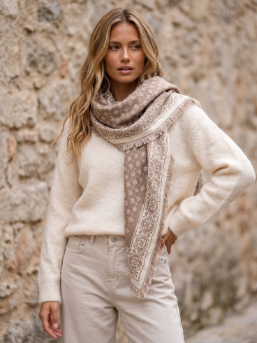 Echarpe à motifs Yara - Beige