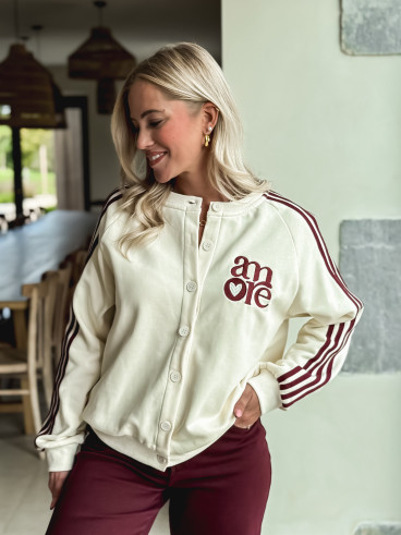 Gilet Hérisia - Ecru/Bordeaux