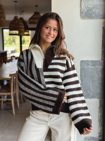 Pull à motifs Talina - Chocolat