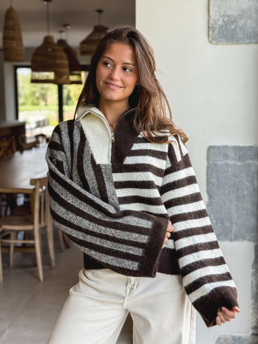 Pull à motifs Talina - Chocolat Pull à motifs Talina - Chocolat