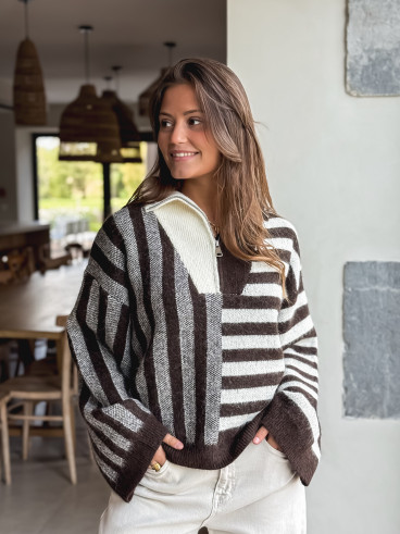Pull à motifs Talina - Chocolat