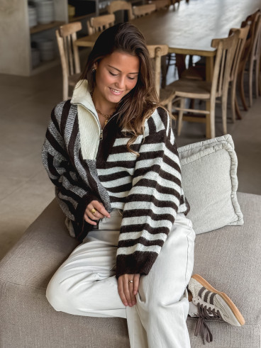 Pull à motifs Talina - Chocolat Pull à motifs Talina - Chocolat