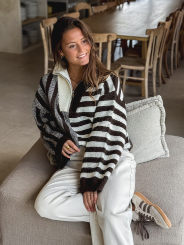 Pull à motifs Talina - Chocolat Pull à motifs Talina - Chocolat