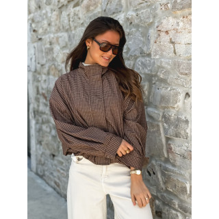 Veste à carreaux Alya - Chocolat/Beige