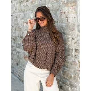 Veste à carreaux Alya - Chocolat/Beige