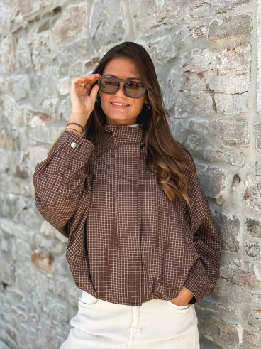 Veste à carreaux Alya - Chocolat/Beige