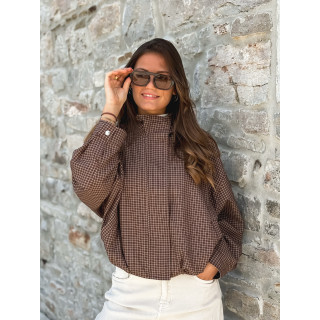 Veste à carreaux Alya - Chocolat/Beige