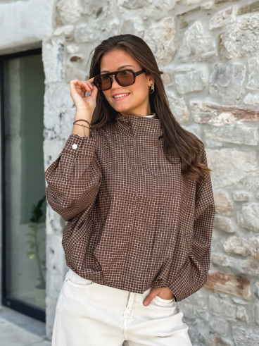 Veste à carreaux Alya - Chocolat/Beige