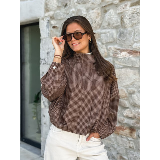 Veste à carreaux Alya - Chocolat/Beige